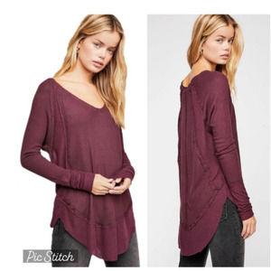 Free People Catalina Thermal Tunic Top in Plumberry Purple sz S